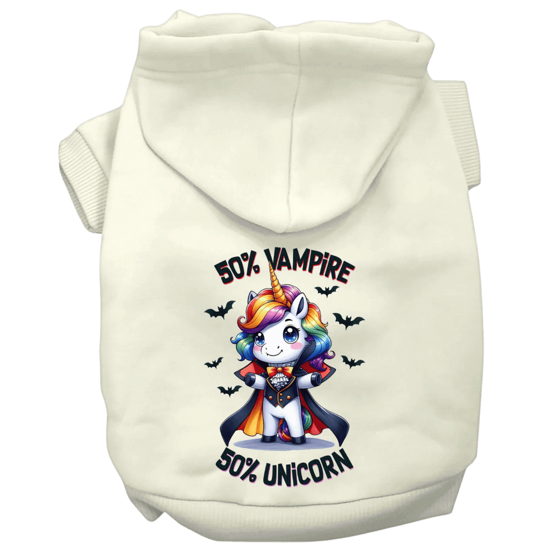 Halloween Collection - USA Printed Pet Hoodie - 50/50 Vampire Unicorn