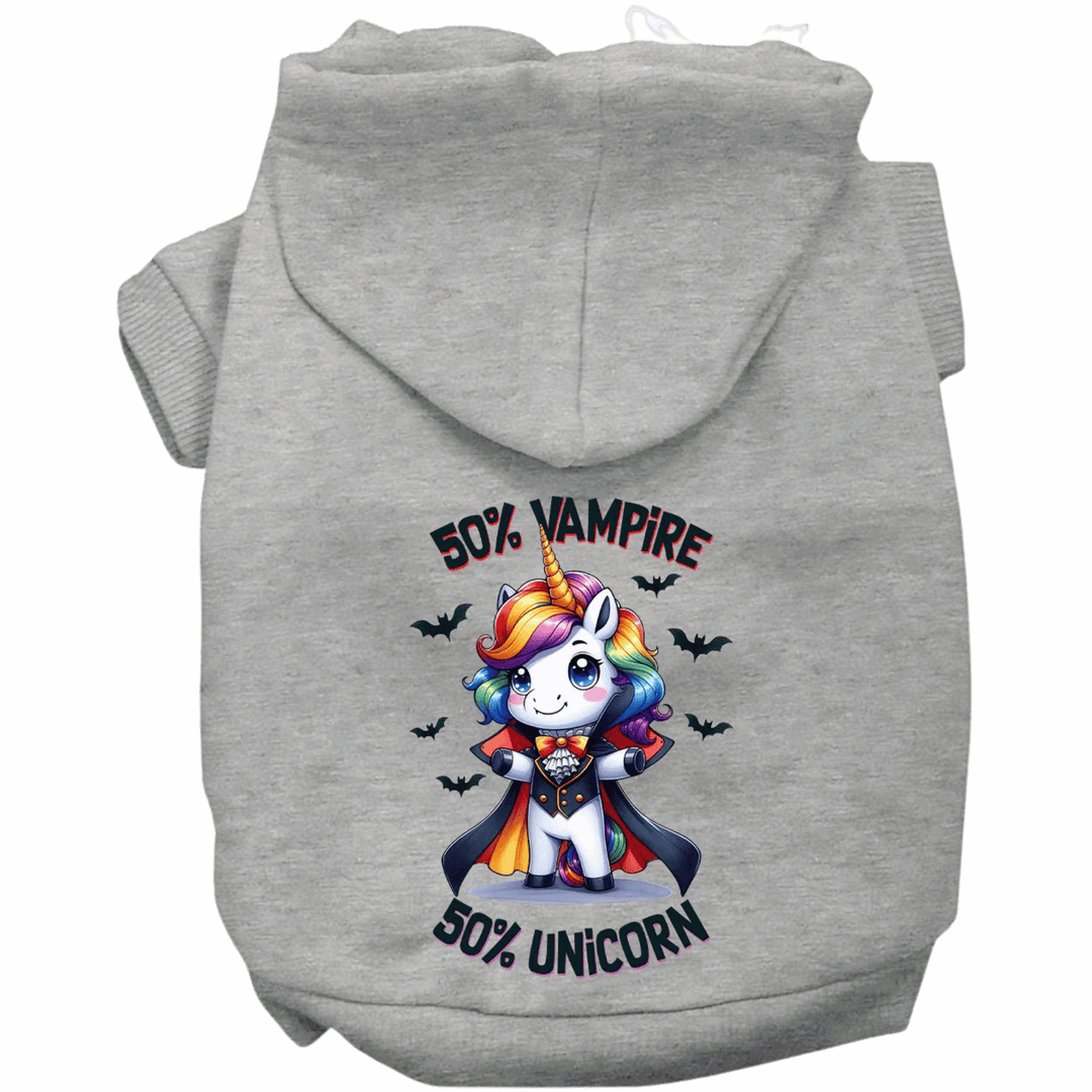 Halloween Collection - USA Printed Pet Hoodie - 50/50 Vampire Unicorn