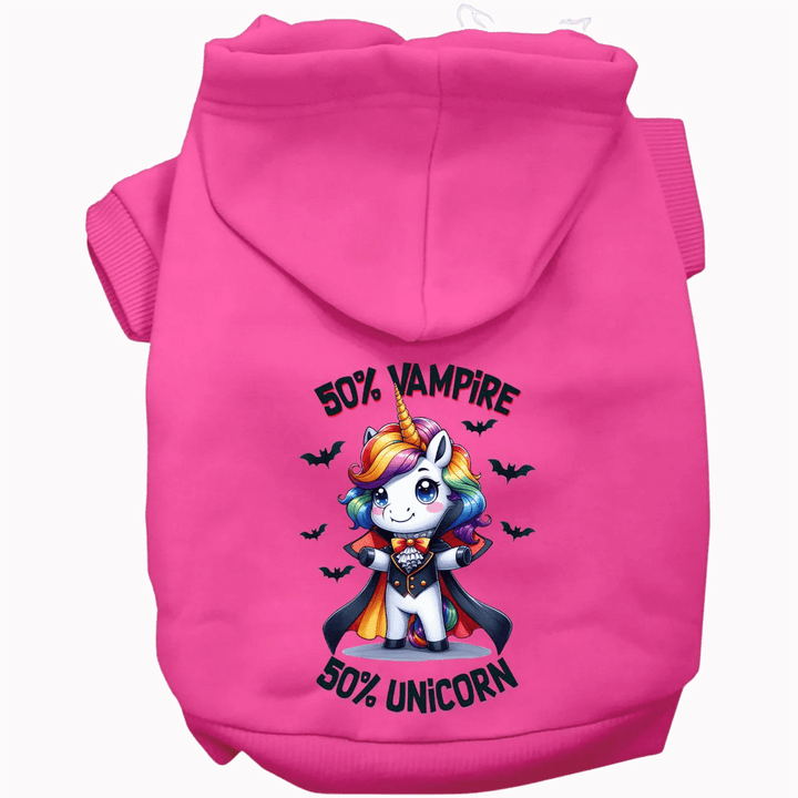 Halloween Collection - USA Printed Pet Hoodie - 50/50 Vampire Unicorn