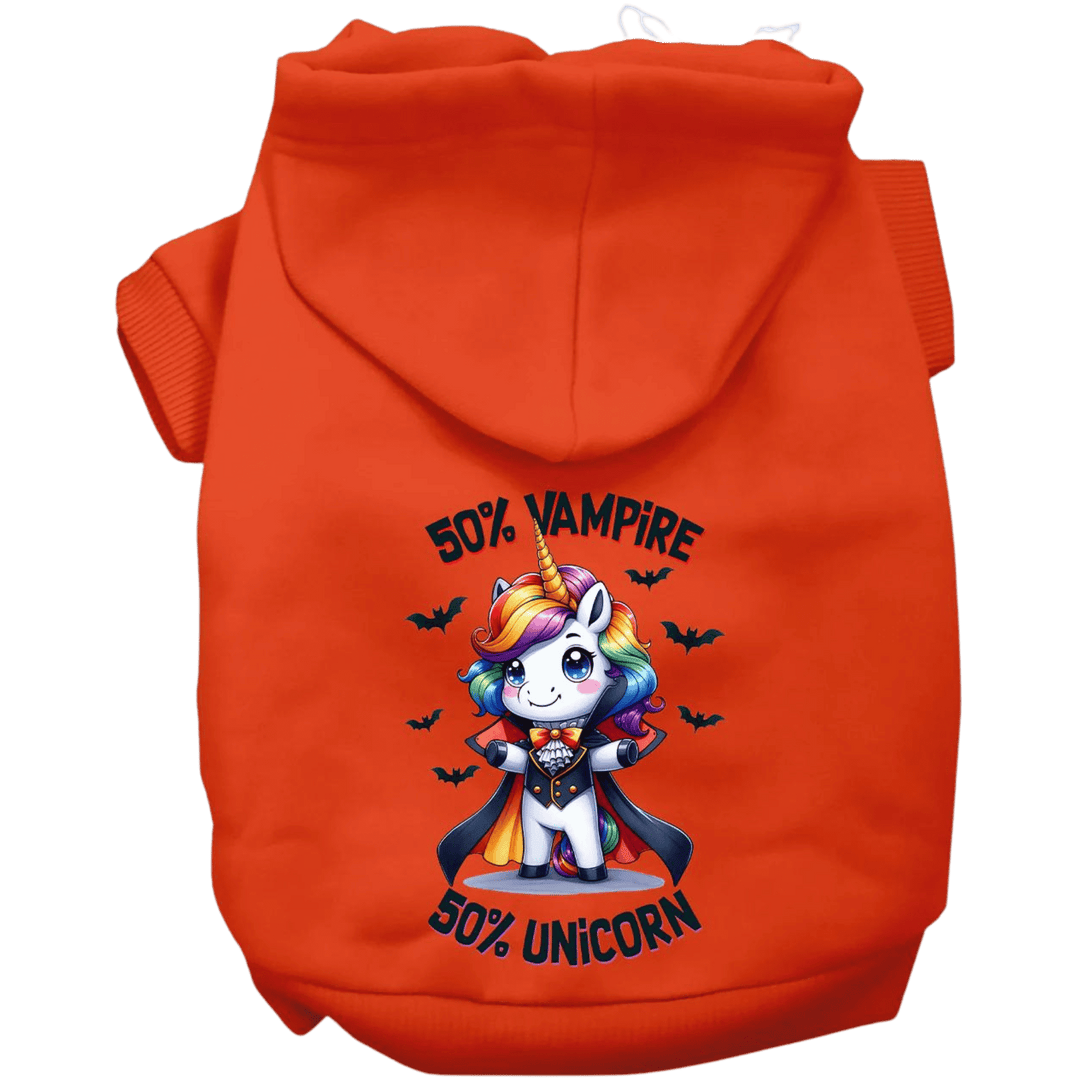 Halloween Collection - USA Printed Pet Hoodie - 50/50 Vampire Unicorn