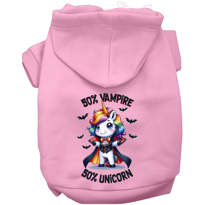 Halloween Collection - USA Printed Pet Hoodie - 50/50 Vampire Unicorn