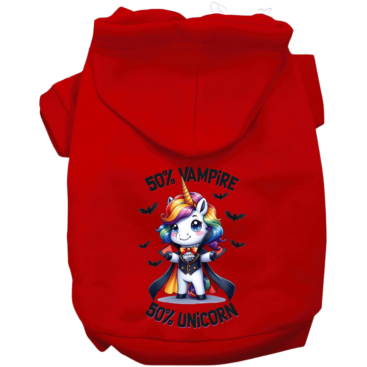 Halloween Collection - USA Printed Pet Hoodie - 50/50 Vampire Unicorn