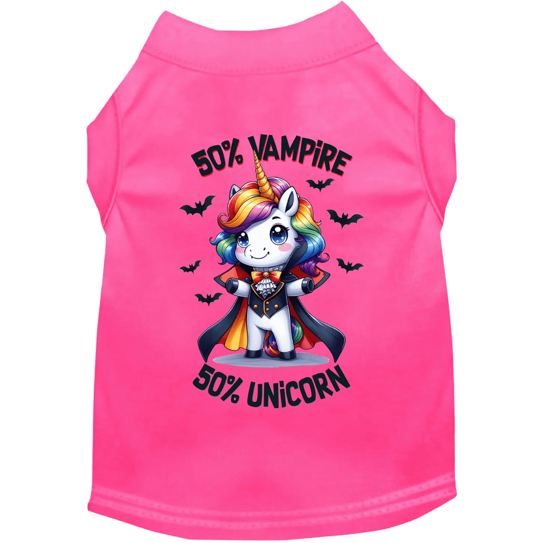 Halloween Collection - USA Printed Pet T-Shirt - 50/50 Vampire Unicorn