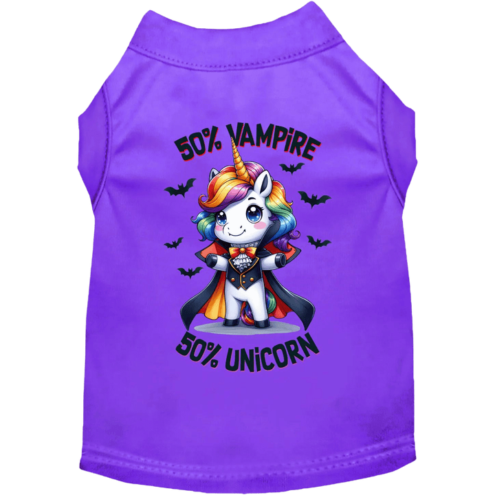 Halloween Collection - USA Printed Pet T-Shirt - 50/50 Vampire Unicorn