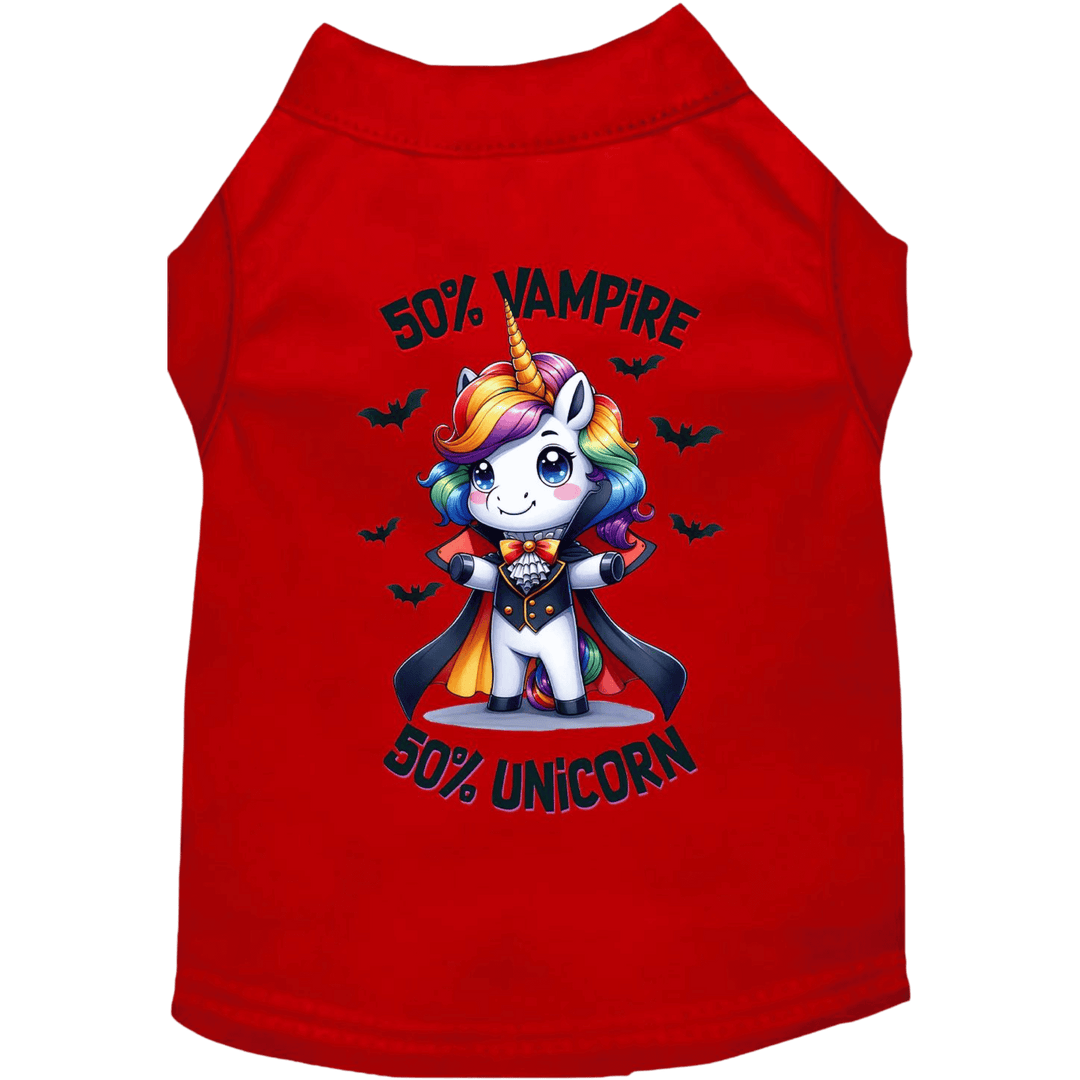 Halloween Collection - USA Printed Pet T-Shirt - 50/50 Vampire Unicorn