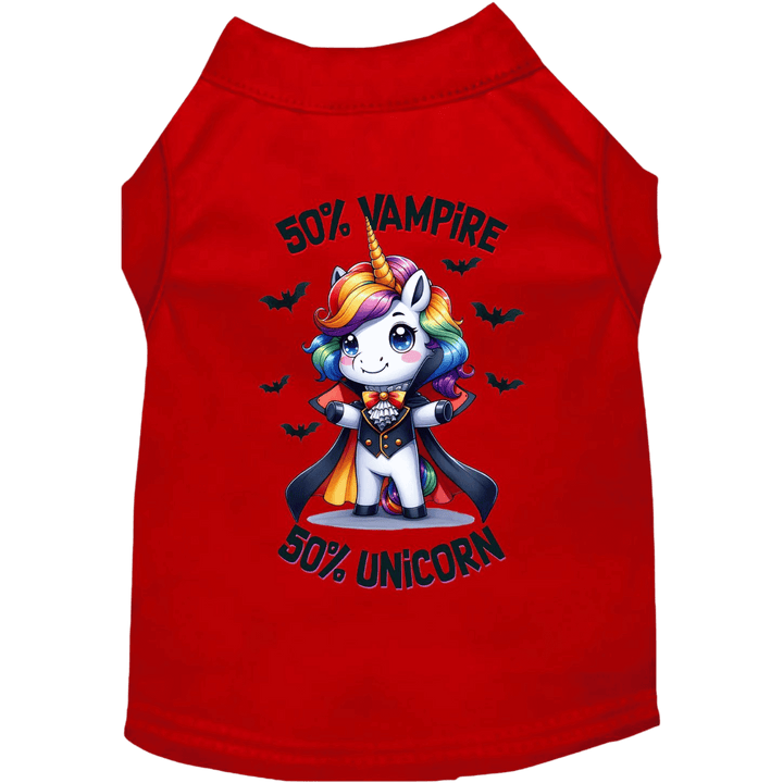 Halloween Collection - USA Printed Pet T-Shirt - 50/50 Vampire Unicorn