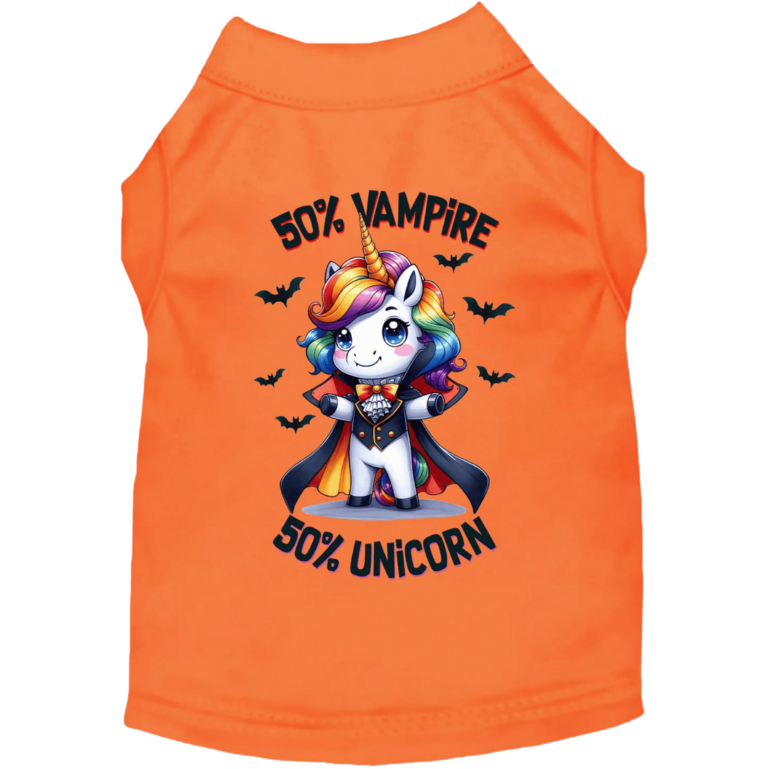 Halloween Collection - USA Printed Pet T-Shirt - 50/50 Vampire Unicorn