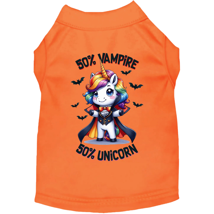 Halloween Collection - USA Printed Pet T-Shirt - 50/50 Vampire Unicorn