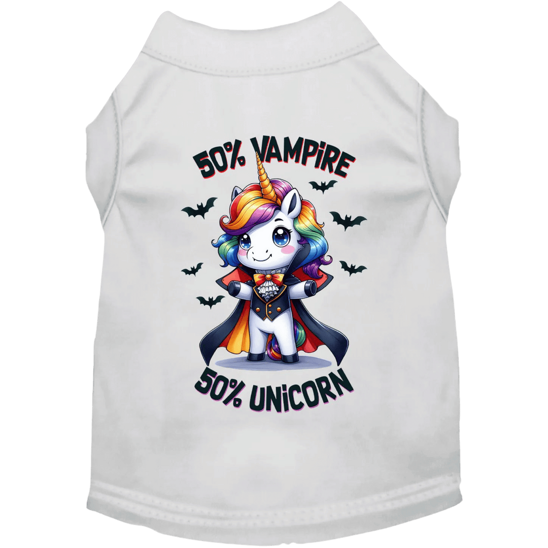 Halloween Collection - USA Printed Pet T-Shirt - 50/50 Vampire Unicorn