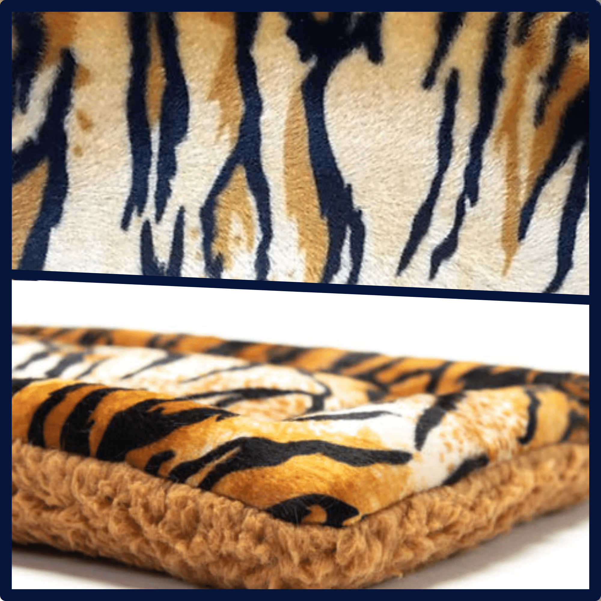 USA Made Pet Bed - Premium Handcrafted Bed for Dogs + Cats - Tiger Print