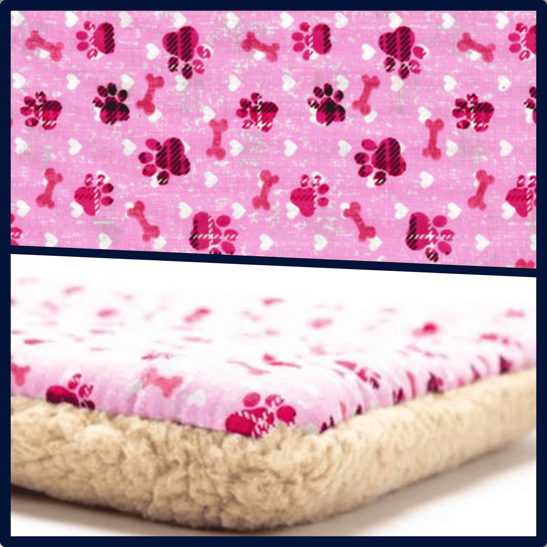 USA Made Pet Bed - Premium Handcrafted Bed for Dogs + Cats - Pink Paws