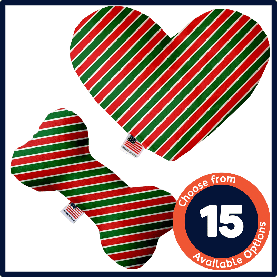 Christmas Collection - USA Made Dog Toy - Push, Canvas, or Stuffing Free - Holiday Stripes