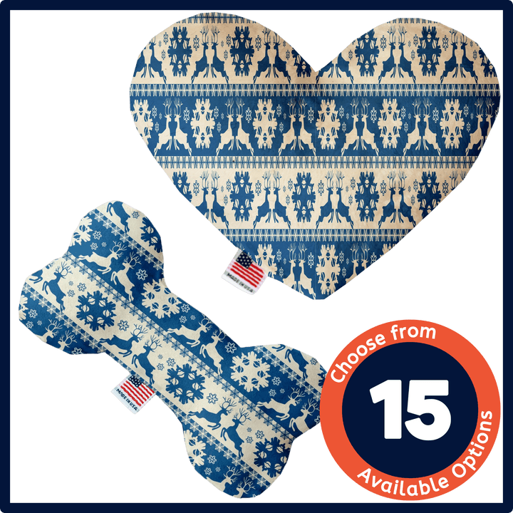 Christmas Collection - USA Made Dog Toy - Push, Canvas, or Stuffing Free - Classic Blue Reindeer
