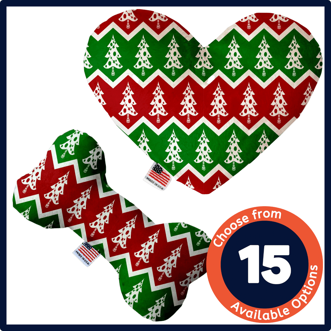 Christmas Collection - USA Made Dog Toy - Push, Canvas, or Stuffing Free - Christmas Tree Chevrons