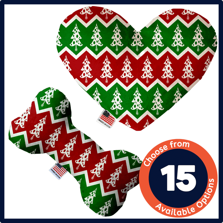 Christmas Collection - USA Made Dog Toy - Push, Canvas, or Stuffing Free - Christmas Tree Chevrons