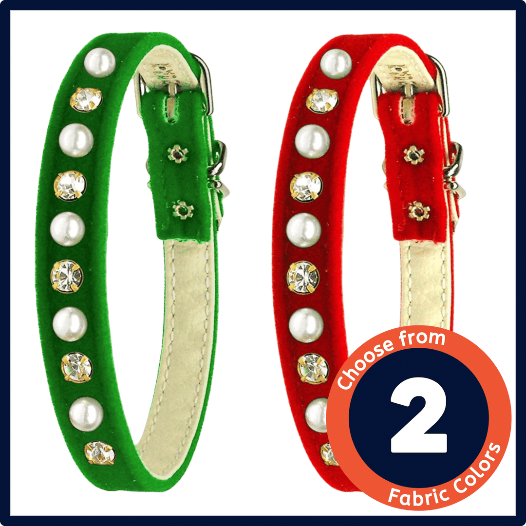 Christmas Collection - USA Made Velvet Bling Collar - Small Dog or Cats