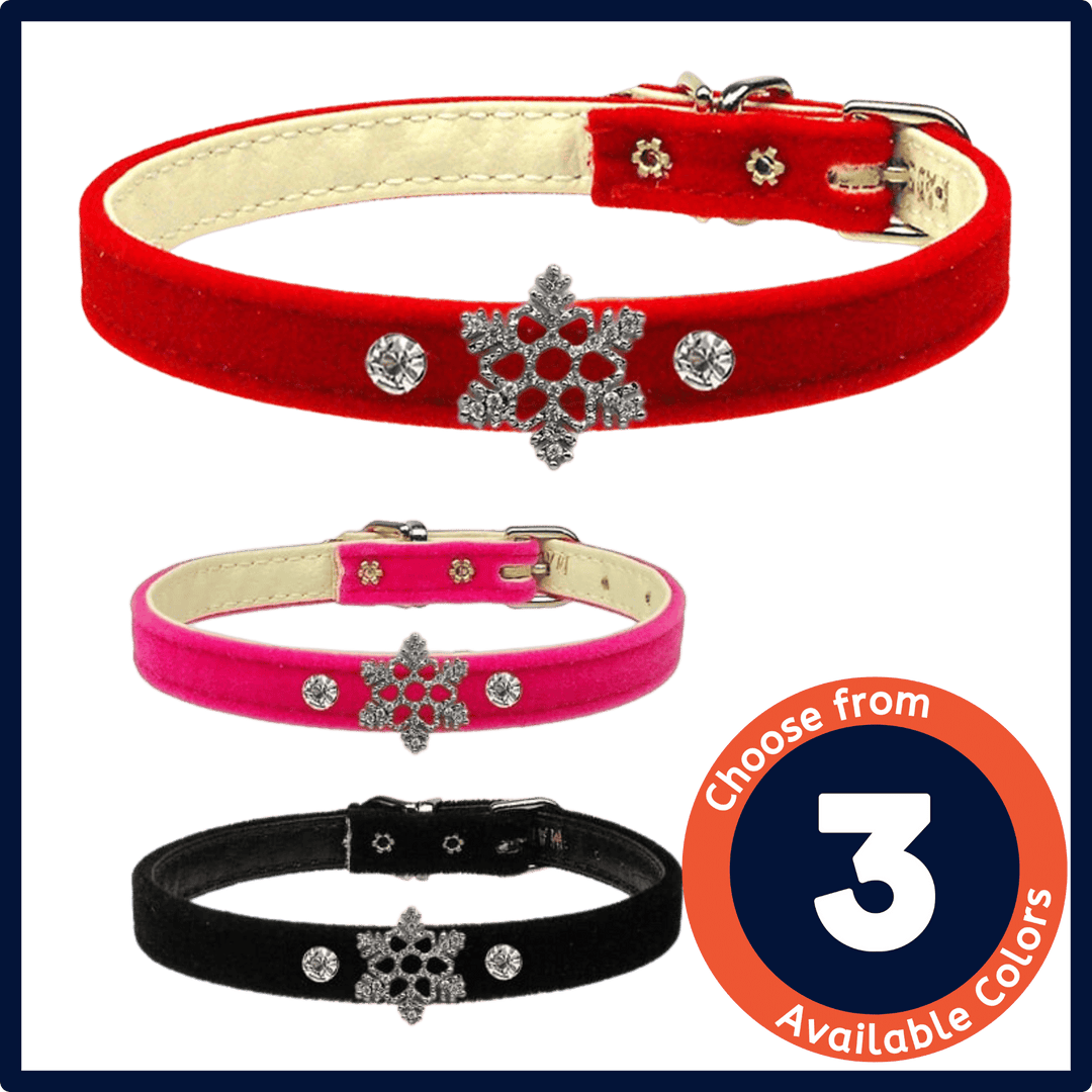 Christmas Collection - USA Made Charm Dog Collar - Holiday Snowflakes