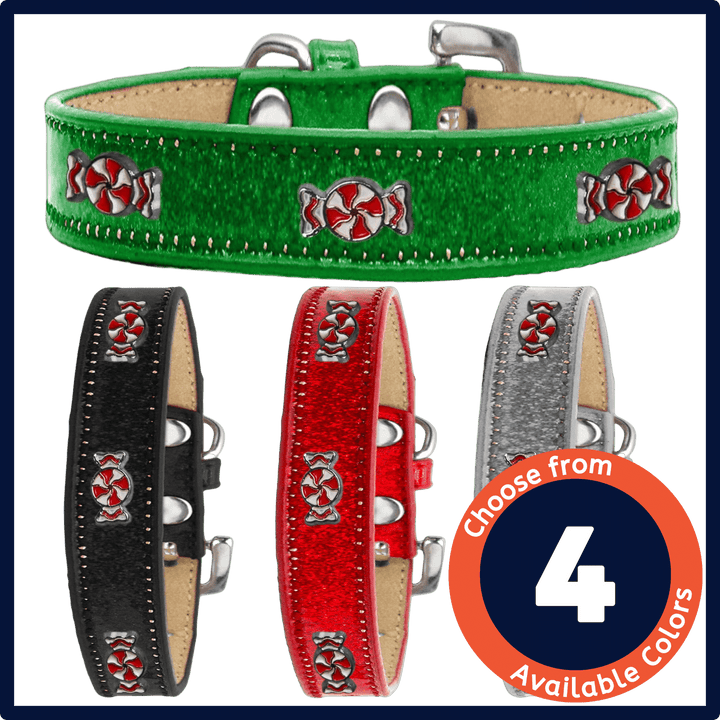 Christmas Collection - USA Made Icy Glitter Widget Collar - Peppermint