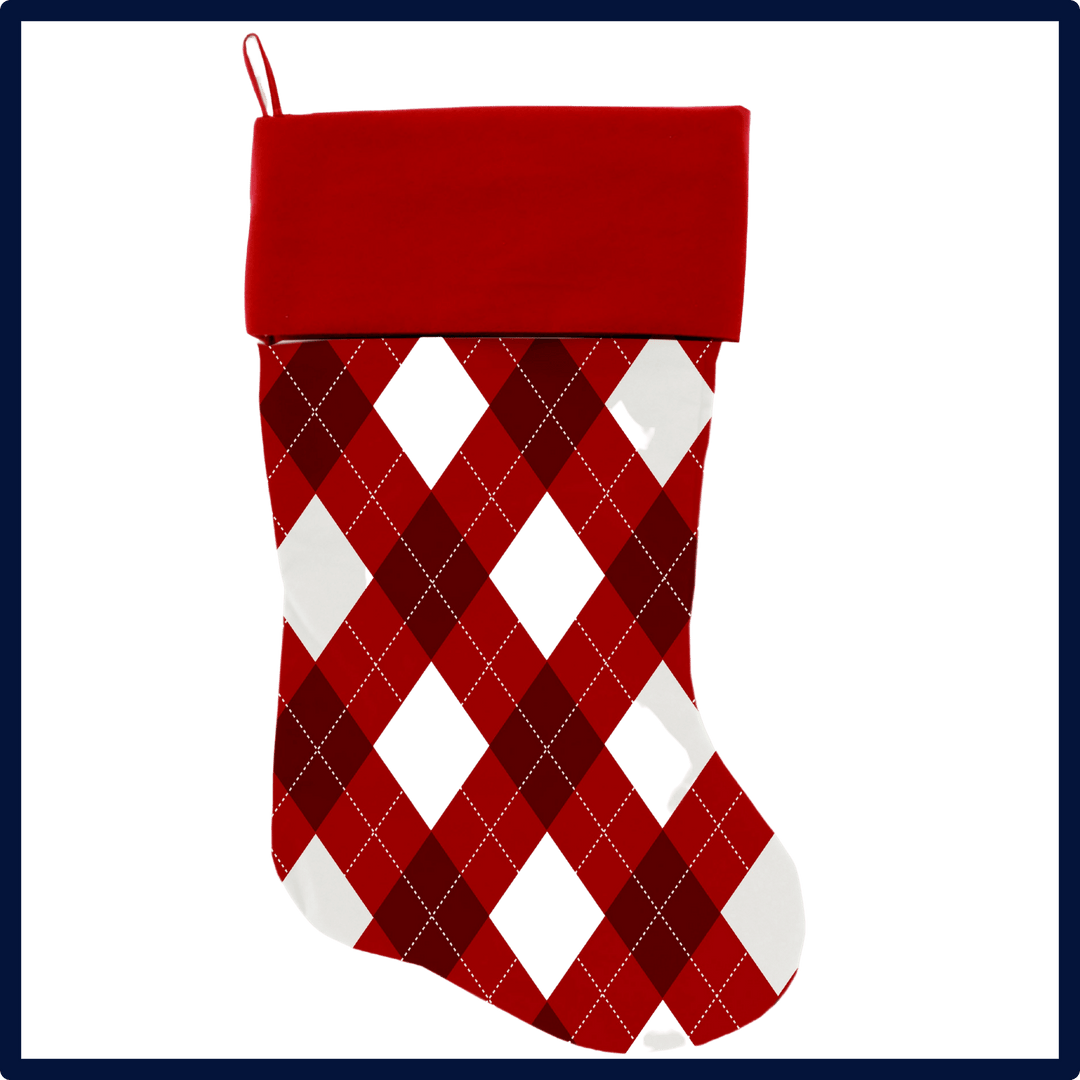 Christmas Collection  - USA Made Stocking - Candy Cane Argyle