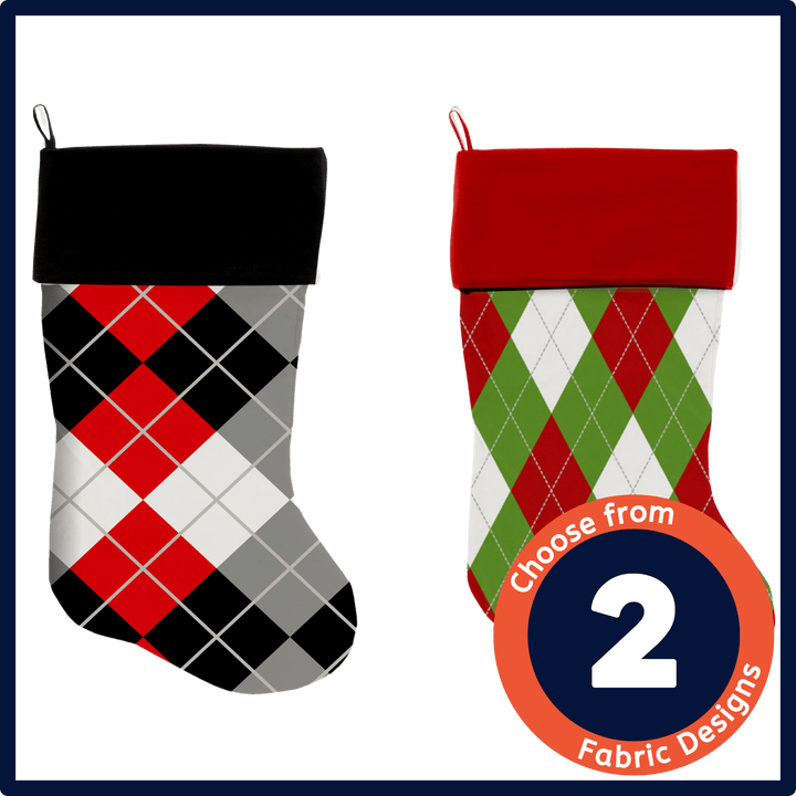 Christmas Collection  - USA Made Stocking - Holiday Argyle