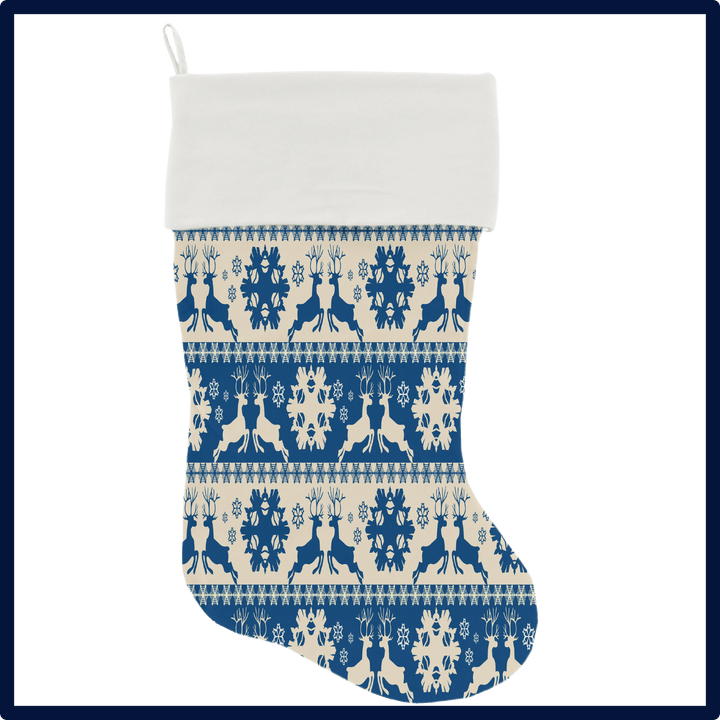 Christmas Collection  - USA Made Stocking - Classic Blue Reindeer