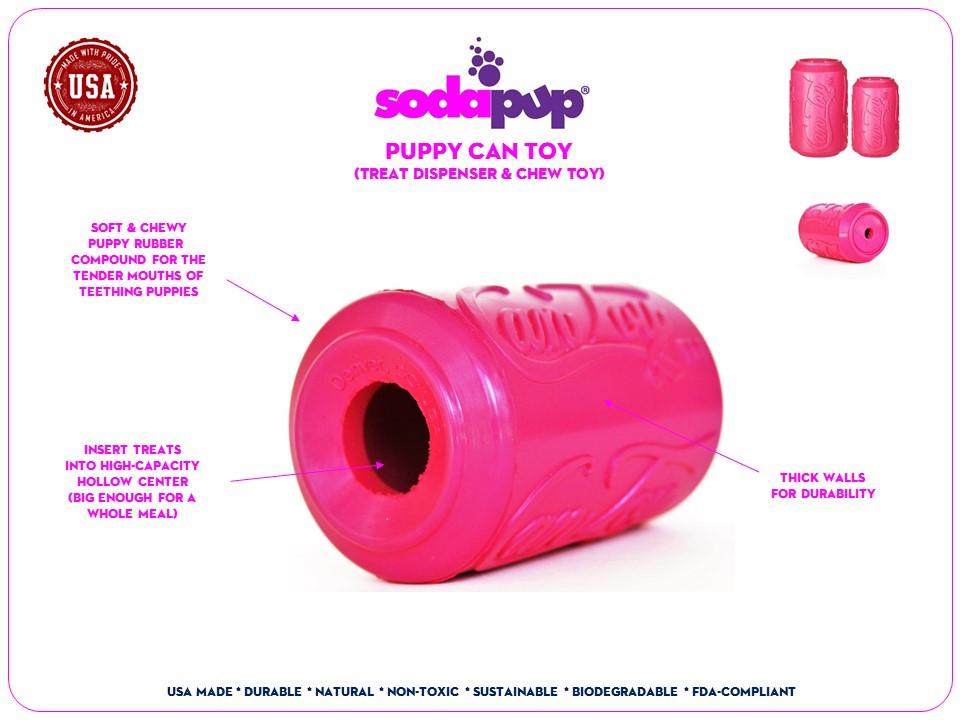 Puppy Teething + Treat Dispensing Can Durable Rubber Toy