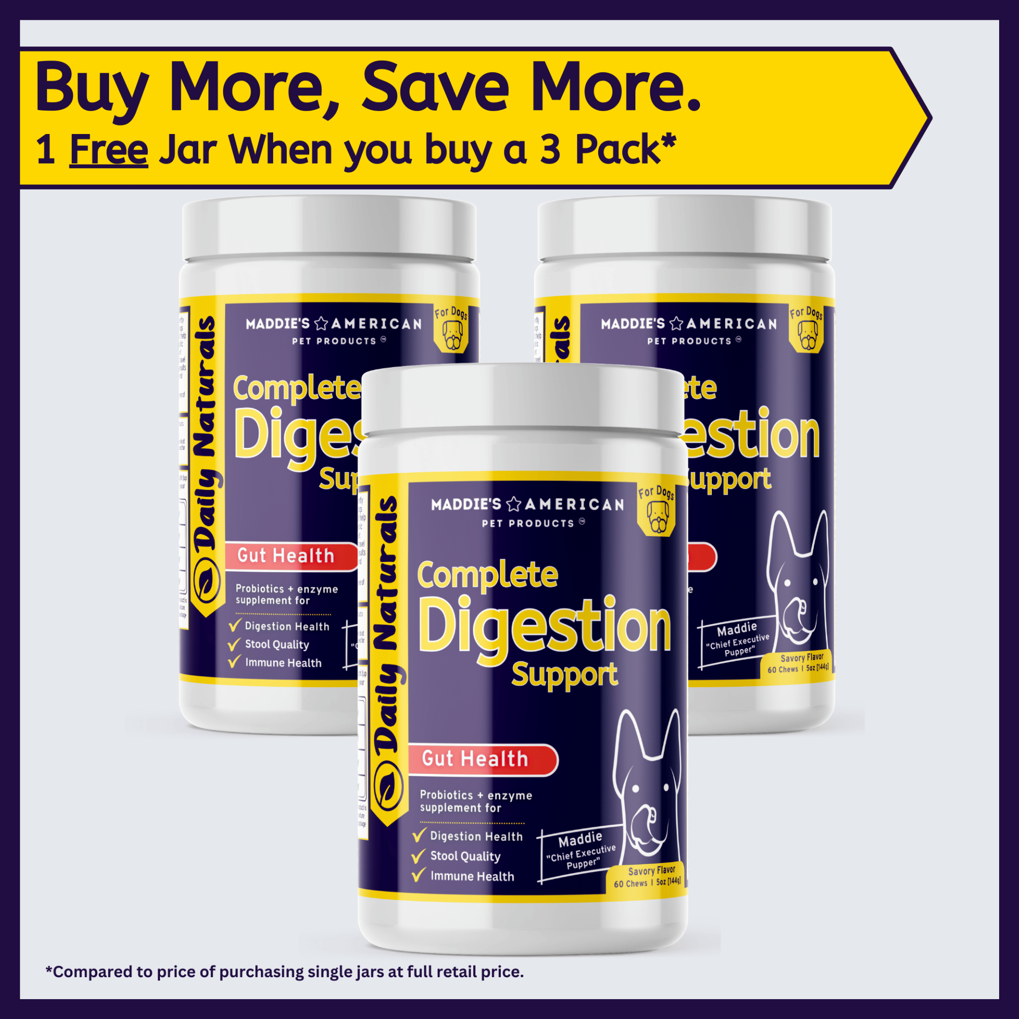 Complete Digestion Support - Probiotic + Enzyme 6-in-1 Savory Chew Bites